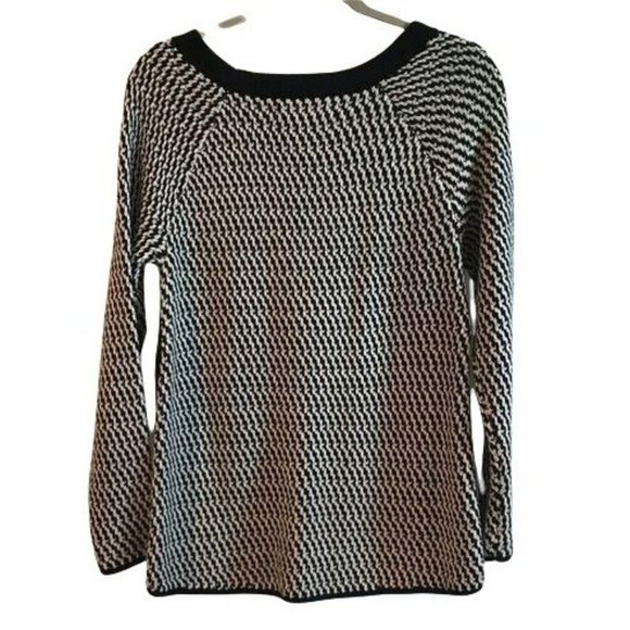 Loft Women's XSmall Black/White Houndstooth Sweater XS - Picture 2 of 6